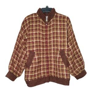 Vintage Plaid Wool Bomber Jacket size Large Handmade in Ireland